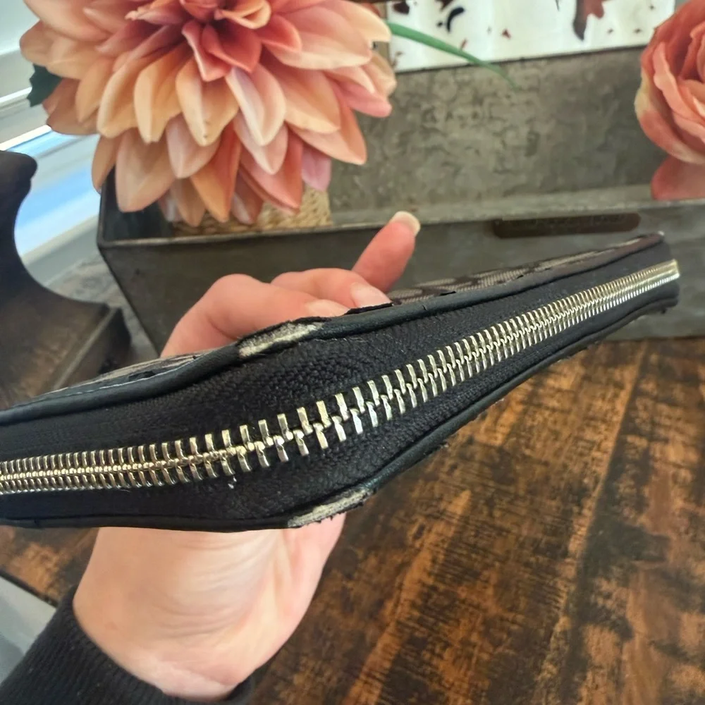 Coach Black Monogram zippy Wallet